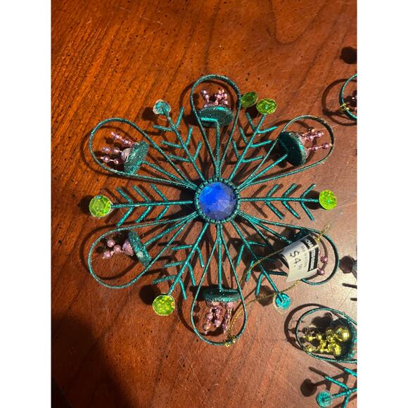 NWT Glittery snowflake Christmas Ornament emerald green glittery Holiday Festive - Picture 3 of 9